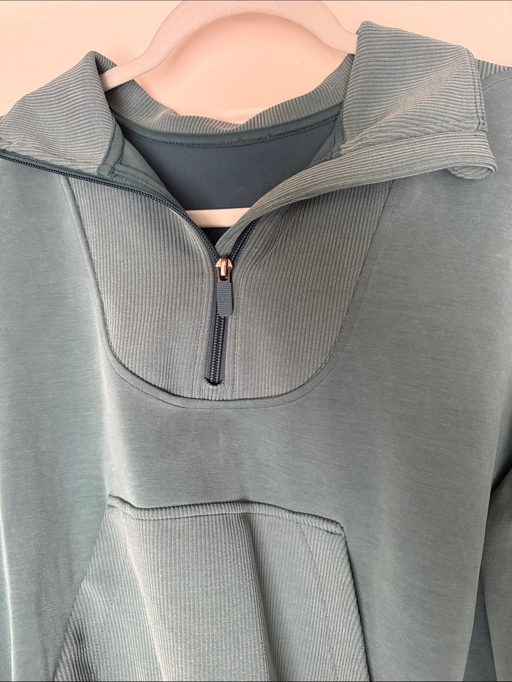 NEVER WORN LULULEMON Half-Zip Cozy Pullover Sweatshirt in Teal - Picture 2 of 4